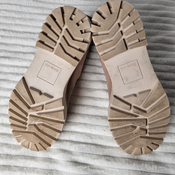 Dolce Vita Haddie Boots 6M Taupe Suede Leather Lug Sole Platform Chelsea - Picture 6 of 6